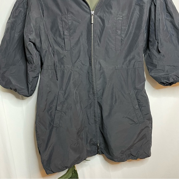 Vince  Zip Up Jacket with Bubble Hem Sleeves 3/4 women’s small drawstring collar - Picture 5 of 9